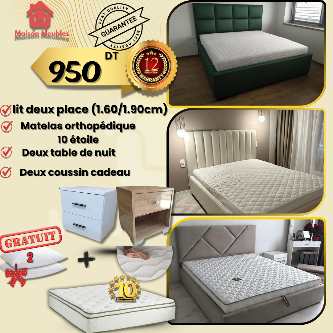 Packs lit deux place 1.60m